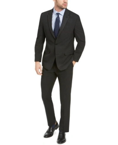 Shop Izod Men's Classic-fit Suits In Black Pindot