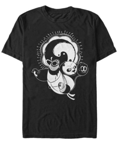 Shop Fifth Sun Kung Fu Panda Men's Po Yin Yang Panda Short Sleeve T-shirt In Black