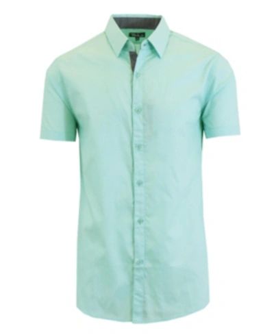 Shop Galaxy By Harvic Men's Slim-fit Short Sleeve Solid Dress Shirts In Mint