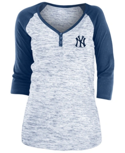 Shop 5th & Ocean New York Yankees Women's Space Dye Raglan Shirt In Navy