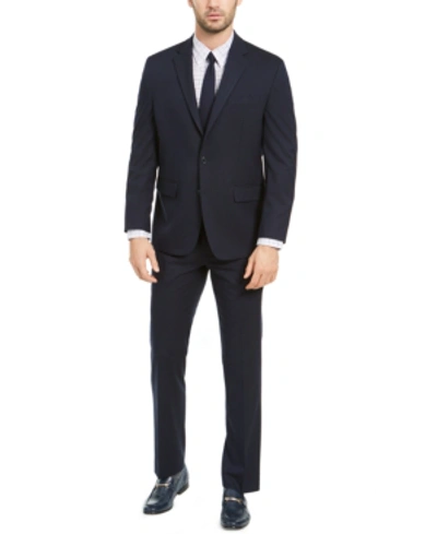 Shop Geoffrey Beene Men's Classic-fit Suits In Navy Blue Solid