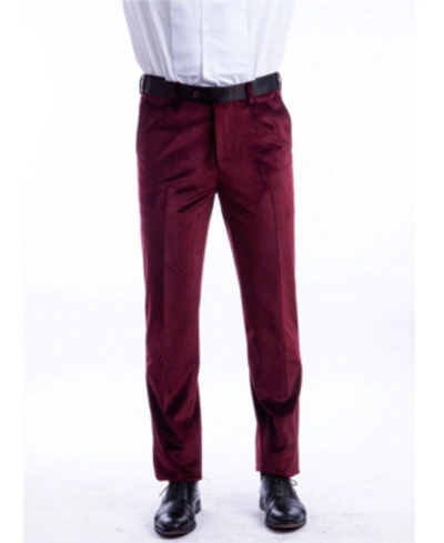 Shop Bryan Michaels Men's Skinny Modern Fit Velvet Tuxedo Dress Pants In Burgundy