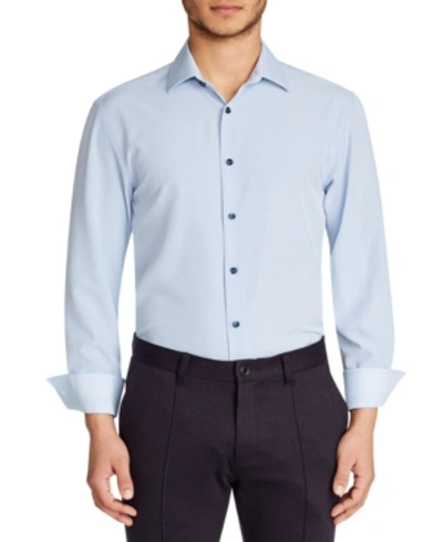 Shop Construct Men's Slim-fit Solid Performance Stretch Cooling Comfort Dress Shirt In Light Blue