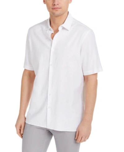 Shop Alfani Men's Solid Linen Blend Shirt, Created For Macy's In Bright White