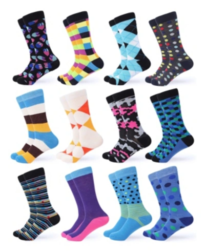 Shop Gallery Seven Men's Funky Colorful Dress Socks Pack Of 12 In Plum