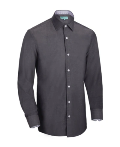 Shop Mio Marino Men's Slim-fit Cotton Dress Shirt In Gray