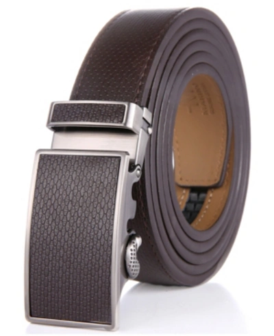 Shop Mio Marino Men's Crafted Leather Ratchet Belts In Coffee Bean