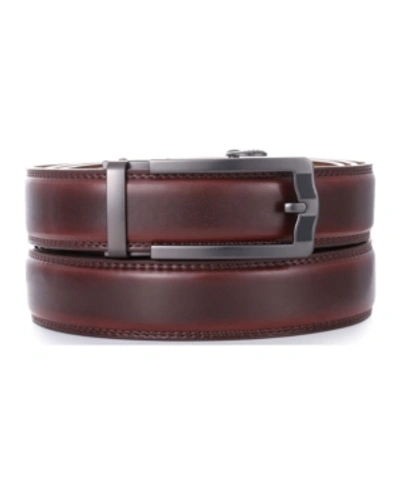 Shop Mio Marino Men's Dapper Leather Ratchet Belts In Cranberry
