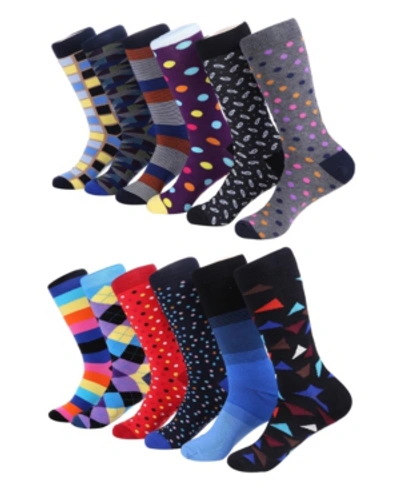 Shop Mio Marino Men's Bold Designer Dress Socks Pack Of 12 In Dark Purple