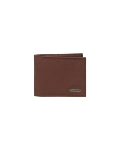 Shop Champs Men's  Leather Rfid Center-wing Wallet In Gift Box In Tan
