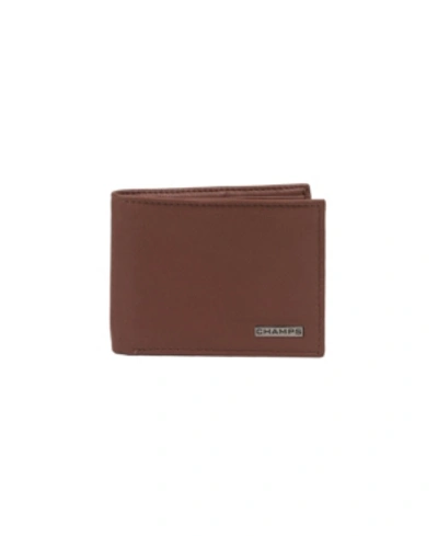 Shop Champs Men's  Leather Rfid Bi-fold Wallet In Gift Box In Tan
