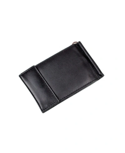 Shop Champs Men's  Genuine Leather Bill Fold Money Clip With Snap Closure In Black