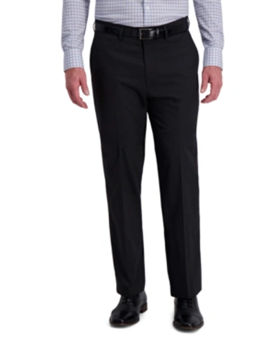 Shop Haggar J.m.  Men's 4-way Stretch Diamond-weave Classic Fit Flat Front Performance Dress Pant In Charcoal