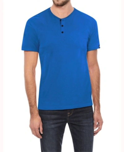 Shop X-ray Men's Basic Henley Neck Short Sleeve T-shirt In Ocean Blue