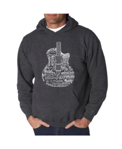 Shop La Pop Art Men's Languages Guitar Word Art Hooded Sweatshirt In Gray
