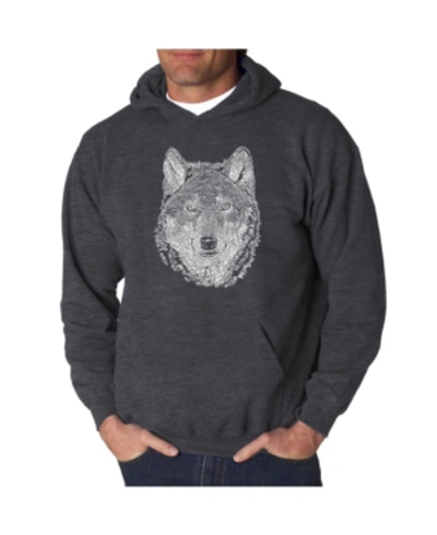 Shop La Pop Art Men's Wolf Word Art Hooded Sweatshirt In Gray