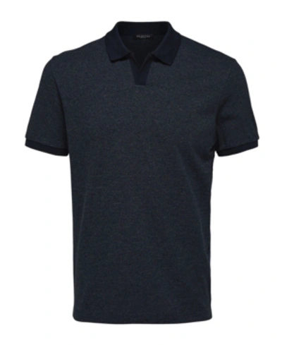 Shop Selected Men's Short Sleeve Polo Shirt In Sky Captai