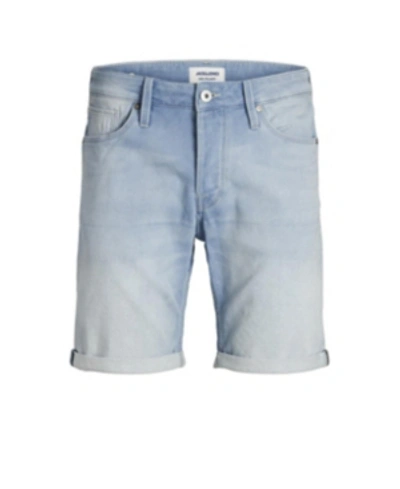 Shop Jack & Jones Men's Indigo Knit Denim Shorts In Blue Denim
