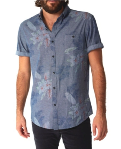 Shop Px Men's Chambray Floral All Over Print Buttondown Shirt In Blue