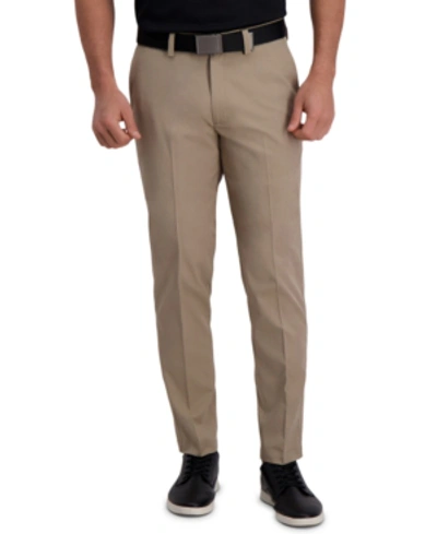 Haggar Cool Right Performance Flex Classic Fit Flat Front Pant In Khaki Heather