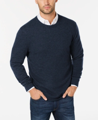 Shop Club Room Cashmere Crew-neck Sweater, Created For Macy's In Navy Heather