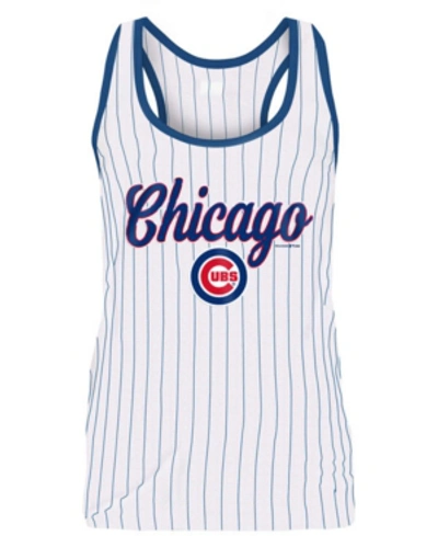 Shop 5th & Ocean Women's Chicago Cubs Pinstripe Tank In White/royalblue