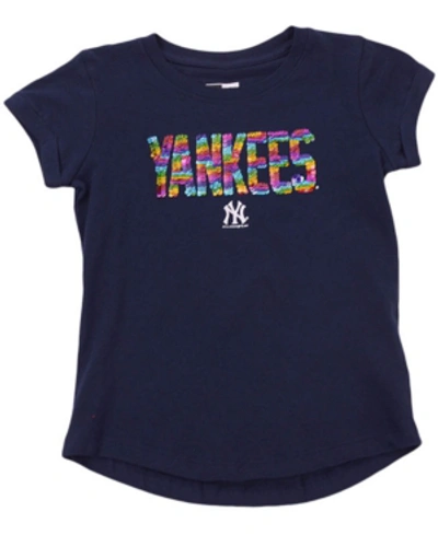 Shop 5th & Ocean New Era Youth Girls New York Yankees Flip Sequin T-shirt In Navy