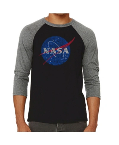La Pop Art Nasa Men's Raglan Word Art T-shirt In Gray