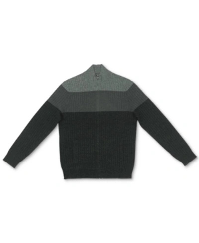 Shop Alfani Men's Ombre Colorblocked Ribbed-knit Full-zip Sweater, Created For Macy's In Nordic Forest Green