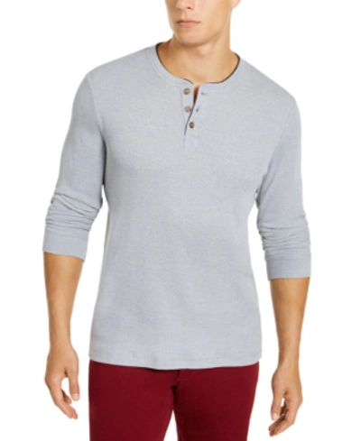 Shop Club Room Men's Thermal Henley Shirt, Created For Macy's In Silver