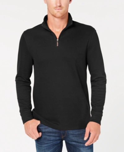 Shop Club Room Men's Quarter-zip French Rib Pullover, Created For Macy's In Black