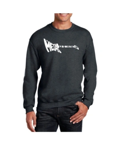 Shop La Pop Art Men's Word Art Metal Head Crewneck Sweatshirt In Gray