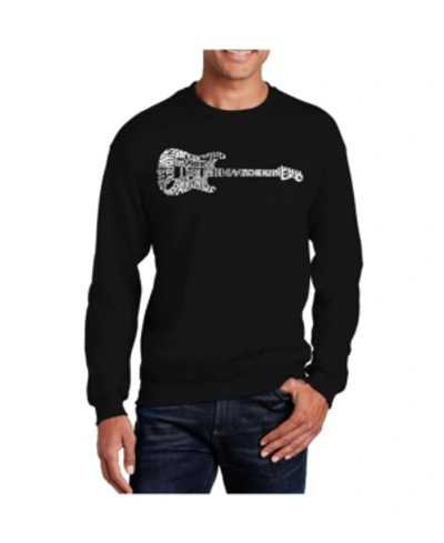 Shop La Pop Art Men's Word Art Rock Guitar Crewneck Sweatshirt In Black