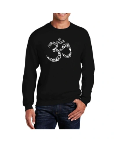 Shop La Pop Art Men's Word Art The Om Symbol Out Of Yoga Poses Crewneck Sweatshirt In Black