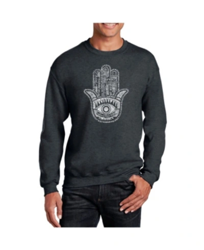Shop La Pop Art Men's Word Art Hamsa Crewneck Sweatshirt In Gray