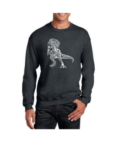 Shop La Pop Art Men's Word Art Dino Pics Crewneck Sweatshirt In Gray