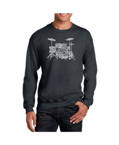 Shop La Pop Art Men's Word Art Drums Crewneck Sweatshirt In Gray