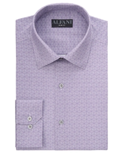 Shop Alfani Men's Slim-fit Performance Stretch Striped Box Dress Shirt, Created For Macy's In Purple White