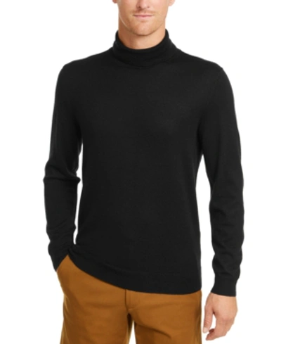 Shop Club Room Men's Merino Wool Blend Turtleneck Sweater, Created For Macy's In Deep Black