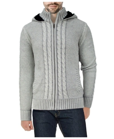 Shop X-ray Men's Hooded Full-zip High Neck Sweater Jacket In Oatmeal
