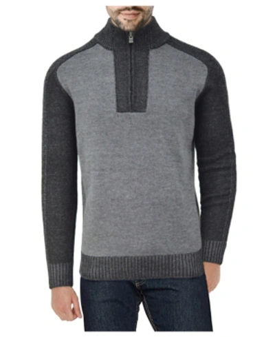 X-ray Quarter Zip Marble Knit Sweater In Charcoal Gray