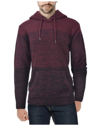 Shop X-ray Men's Color Blocked Hooded Sweater In Burgundy