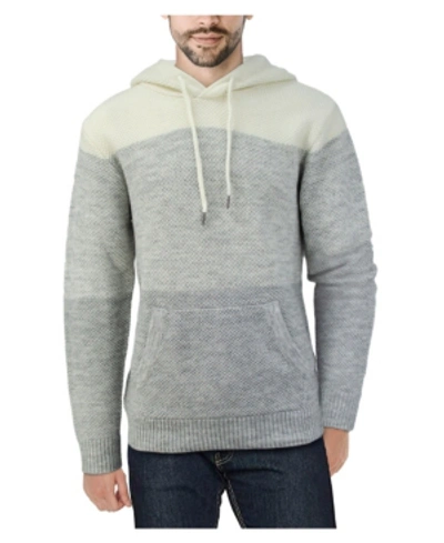 Shop X-ray Men's Color Blocked Hooded Sweater In Oatmeal / White
