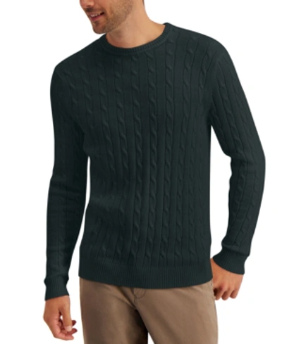 Shop Club Room Men's Cable-knit Cotton Sweater, Created For Macy's In Pine Grove