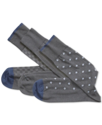 Shop Johnston & Murphy Men's 3-pk. Assorted Print Socks In Charcoal