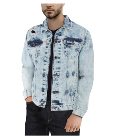 Shop X-ray Men's Slim Washed Denim Jacket In Acid Blue