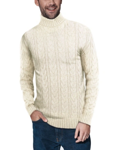 Shop X-ray Men's Cable Knit Roll Neck Sweater In Cream