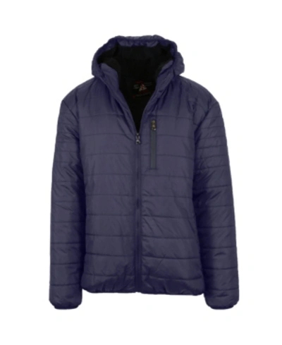 Shop Galaxy By Harvic Men's Sherpa Lined Hooded Puffer Jacket In Navy