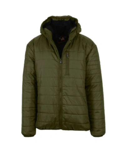 Shop Galaxy By Harvic Men's Sherpa Lined Hooded Puffer Jacket In Olive