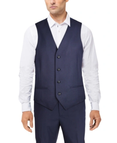 Shop Alfani Men's Classic-fit Stretch Solid Suit Vest, Created For Macy's In Navy